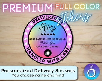 Rainbow Delivery Stickers for Independent Contractor Custom Personalized 2" circle |Doordash, Uber Eats, Grub Hub| *Premium* 2 inch circle