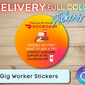 Doordash Delivery Stickers for Gig Workers and delivery drivers, Customer Care stickers, Doordash labels, Door Dash gear, Doordash Supplies