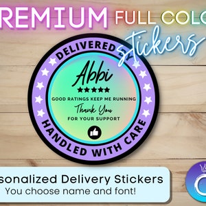 Delivery Stickers for Independent Contractor Custom Personalized 2" |Drivers for Doordash, Uber Eats, Grub Hub| Rainbow 2" circle stickers