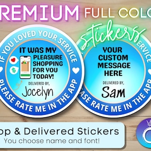 New! Grocery Shop & Delivery Stickers for Gig Workers Custom Personalized Stickers, Delivery Driver and Personal grocery shopper stickers