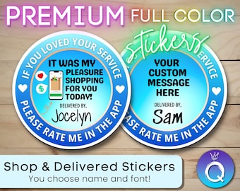 New! Grocery Shop & Delivery Stickers for Gig Workers Custom Personalized Stickers, Delivery Driver and Personal grocery shopper stickers