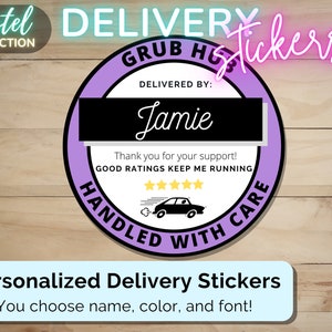 Grub Hub Delivery Stickers for Gig Workers Custom Personalized Name circle Sticker | Delivery Driver for Grub Hub | Grub Hub Gear & Supplies