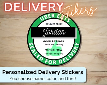 Delivery Stickers for Gig Workers, Custom Personalized Name Sticker | Uber Eats | Delivery Driver Stickers