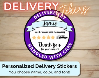 Delivery Stickers for Independent Contractor Custom Personalized 2" circle |Driver for Doordash, Uber Eats, Grub Hub| delivery driver