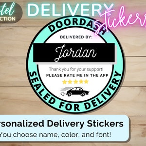 Pastel Doordash Delivery Stickers for Gig Workers Custom Personalized |Door Dash gear and supplies| Sealed for Delivery