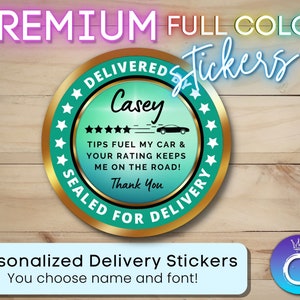 Delivery Stickers for Independent Contractor Custom Personalized 2&quot; circle | Delivery Driver for Doordash, Uber Eats, Grub Hub| Food Courier