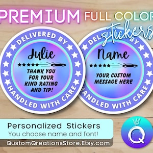 NEW! Custom Delivery Stickers Personalized 2&quot; circle | Delivery Driver for Doordash, Uber Eats, Grub Hub| Food Courier | Small Business 1099