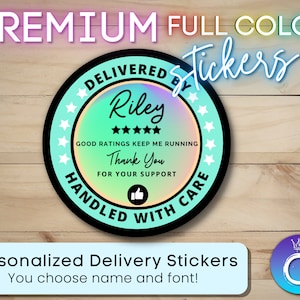 Delivery Stickers for Independent Contractor Custom Personalized 2&quot; circle | Delivery Driver for Doordash, Uber Eats, Grub Hub| Food Courier