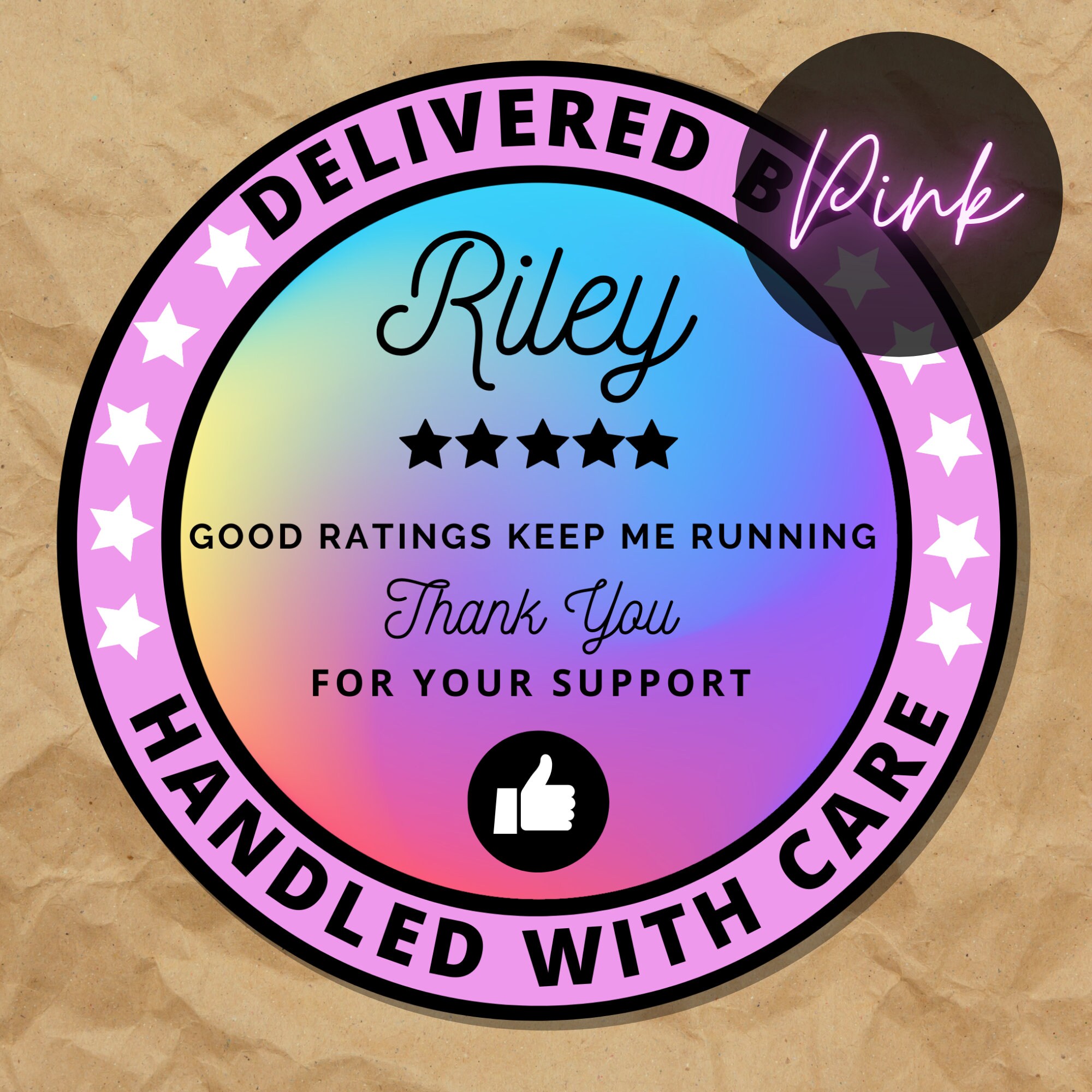 Rainbow Delivery Stickers for Independent Contractor Custom Etsy