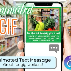 Animated GIF text message for Grocery Food Shop & Deliver Drivers and Gig Workers Instant Digital Download (Video Text message) MP4