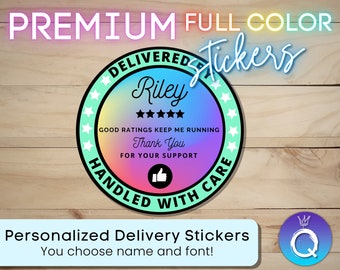 Rainbow Delivery Stickers for Independent Contractor Custom Personalized 2" circle |Doordash, Uber Eats, Grub Hub| *Premium* 2 inch circle