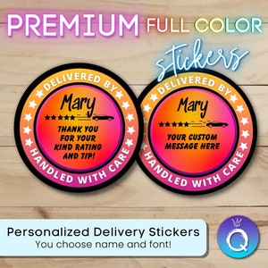 Delivery Stickers for Independent Contractor Custom Personalized 2&quot; circle | Delivery Driver for Doordash, Uber Eats, Grub Hub| Food Courier