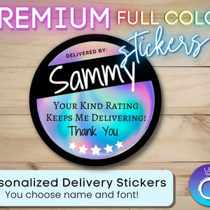 New! Delivery Stickers for Gig Workers, drivers, Custom Personalized 2&quot; circle | Delivery Driver for Doordash, Uber Eats, Grub Hub| labels