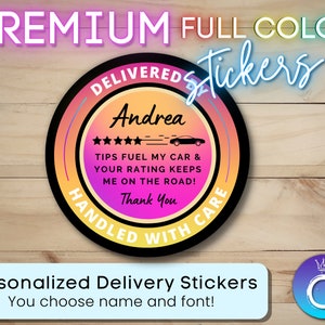 Delivery Stickers for Independent Contractor Custom Personalized 2&quot; circle | Delivery Driver for Doordash, Uber Eats, Grub Hub| Food Courier