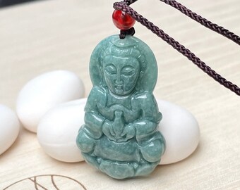 2 Piece Laughing Buddha Necklace Set - Imitation Jade Beaded Chain Spiritual Jewelry