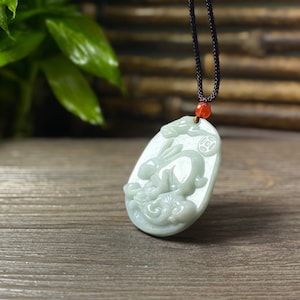 Year of the Rabbit 2023, Real White Jade Bunny Amulet, Chinese Zodiac Pendant Necklace, Hare Chinese New Year Gifts, Genuine Jewelry Women