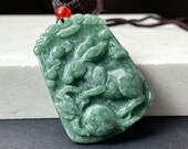 Real Jade Rabbit Pendant Necklace, Green Chinese Zodiac Hare Bunny Charm Amulet, Personalized Gift, Year of the Rabbit Jewelry, Men Women