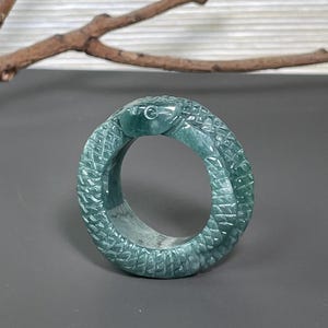 Echte Jade Carving Schlange Ring: Infinity Jadeit Band, chinesisches Sternzeichen Schmuck