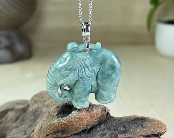 Real jade elephant necklace outlet
