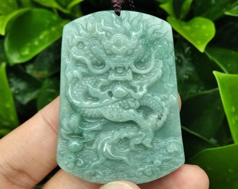 Jadedrakehänge, Drakens år 2024 Craw-halsband, Kina Carve Feicui-berlock, Amulettsmycken med antik design, Lyckogåva, Man Kvinna