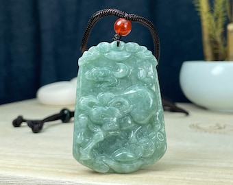 Real Green Jade Ox Necklace, Personalized Engraved Named Pendant