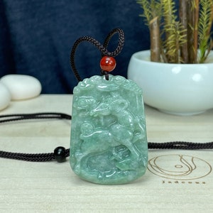 Real Green Jade Goat Pendant, Chinese Zodiac Year of Goat Necklace, Sheep Lamb Charm, Personalized Amulet, Jadeite Jewelry Gift, Men Women