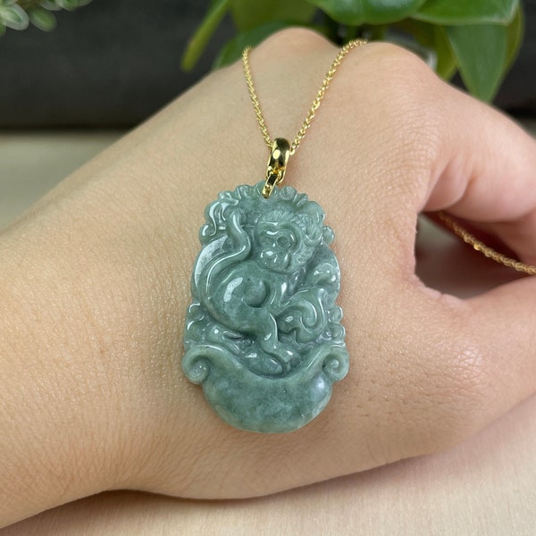 Jade Monkey Pendant Necklace, Year of the Monkey 2028, Chinese Zodiac Charm Jewelry, Lunar New Year Gift, Birthday Lucky Gift, Man Woman