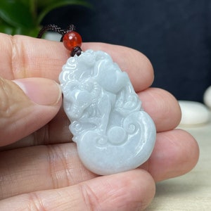 Real White Jade Ox Necklace, Personalized Engraved Named Pendant, Chinese Zodiac Year of Cow Charm, Grade A Jadeite Jewelry Gift Men Women