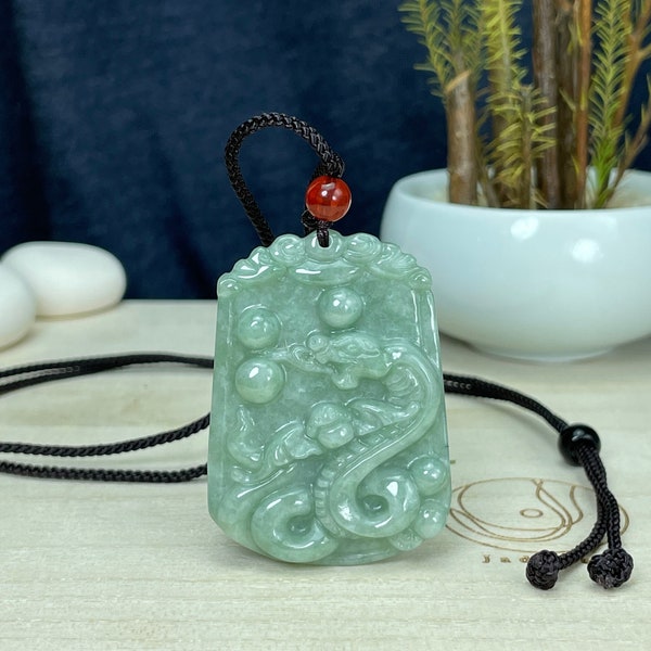 Authentique collier serpent en jade, pendentif année du zodiaque chinois du serpent, breloque verte nommée gravée personnalisée, cadeau bijoux en jadéite homme femme