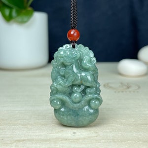Real Green Jade Dog Pendant, Chinese Zodiac Year of Dog Puppy Charm Necklace, Personalized Engraved Amulet, Jadeite Jewelry Gift Men Women