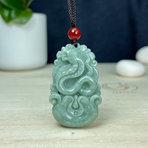 Real Green Jade Snake Necklace, Chinese Zodiac Year of Snake Charm, Personalized Engraved Named Pendant, Jadeite Jewelry Gift Idea Men Women