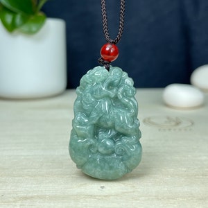 Real Green Jade Tiger Necklace, Chinese Zodiac Year of Tiger Charm, Personalized Engraved Named Pendant, Jadeite Jewelry Gift Idea Men Women
