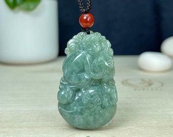 Echte Grüne Jade Affe Kette, Chinesisches Sternzeichen Jahr des Affen Anhänger Charme, Personalisierte Jadeit Schmuck Geschenk Männer Frauen