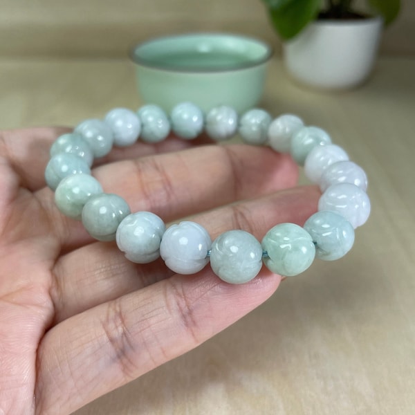 Jade Bead Bracelet, Crafted Jadeite Rose Flower Beads, Green Chinese Fei Cui Charms Bangle, Women Wristband Armband, Lunar New Year Gift