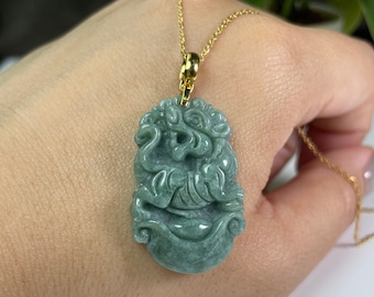 Jade Tiger Pendant Necklace, Year of the Tiger, Chinese Zodiac Charm Jewelry, Personalized Lunar New Year Gift, 925 Silver Chain, Man Woman