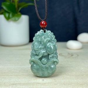 Real Jade Rabbit Charm Necklace, Chinese Zodiac Year of the Hare Pendant Amulet, Lunar New Year Personalized Gift Genuine Jade Jewelry Women