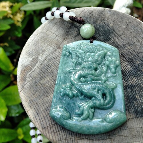Real Black Jade Dragon Necklace Vintage Grade A Jadeite Etsy