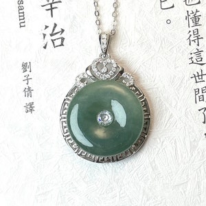 Natürliche Feng Shui Grüne Hetian Jade Halskette  Produktbild-Vorschau 10