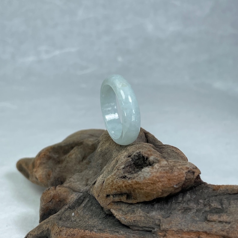 Real White Jade Ring Band: Inner Cloudy Textured Feicui Jewelry ...