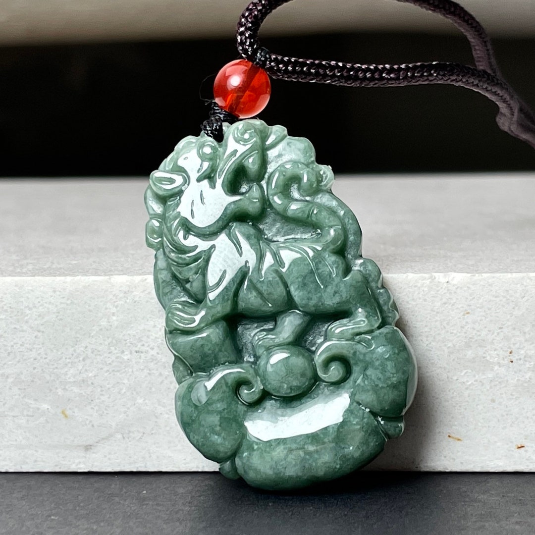 Real Green Jade Tiger Necklace Chinese Zodiac Year of Tiger - Etsy