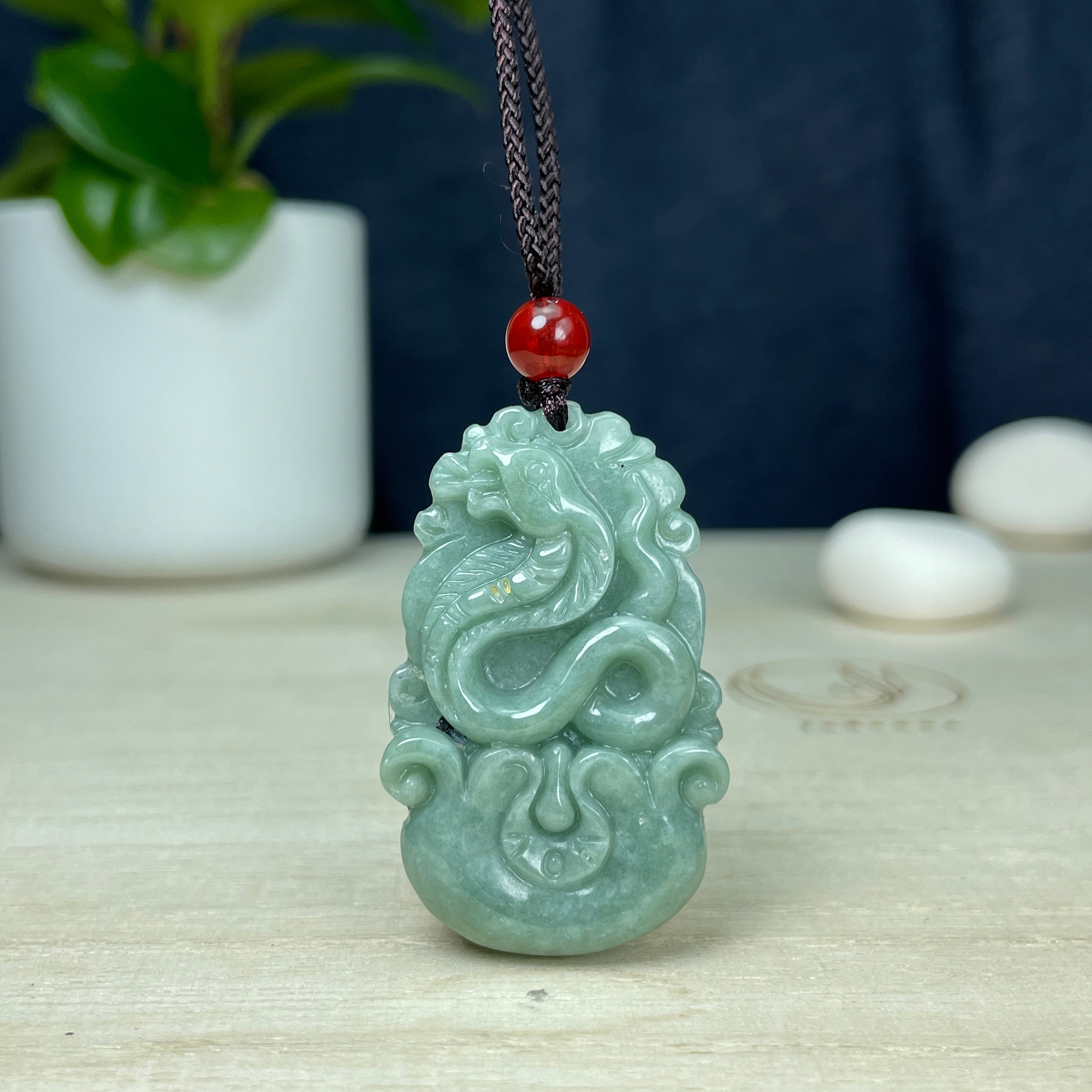 Real Green Jade Snake Necklace Chinese Zodiac Year of Snake - Etsy