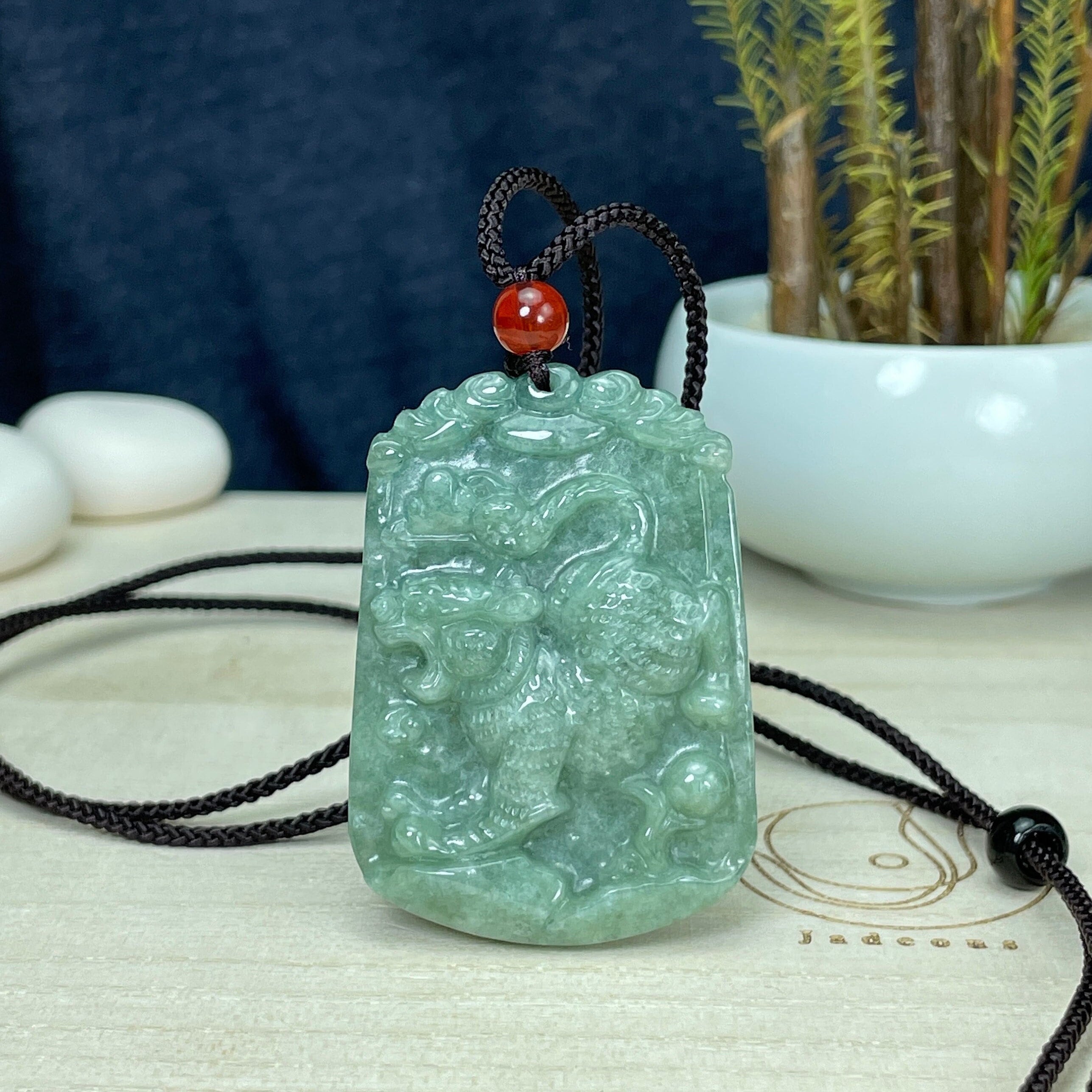 Real Jade Tiger Necklace Chinese Zodiac Year of Tiger Charm