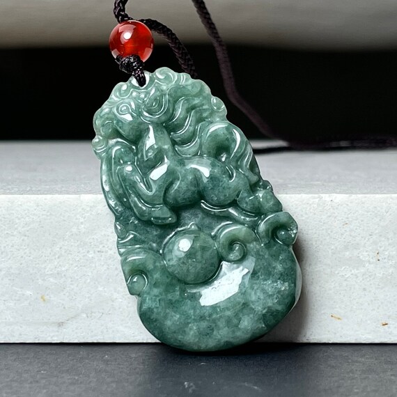 Natural Jadeite Horse Necklace, Natural Burmese Jade Chinese Zodiac ...