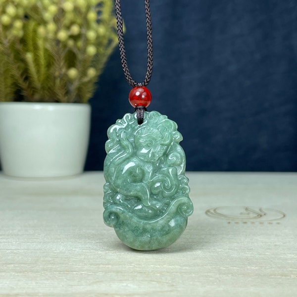 Echte authentische Jade Affe Anhänger, chinesisches Sternzeichen Jahr des Affen Halskette, personalisierte gravierte Namen Charm, Jadeit Schmuck Geschenk Männer Frauen