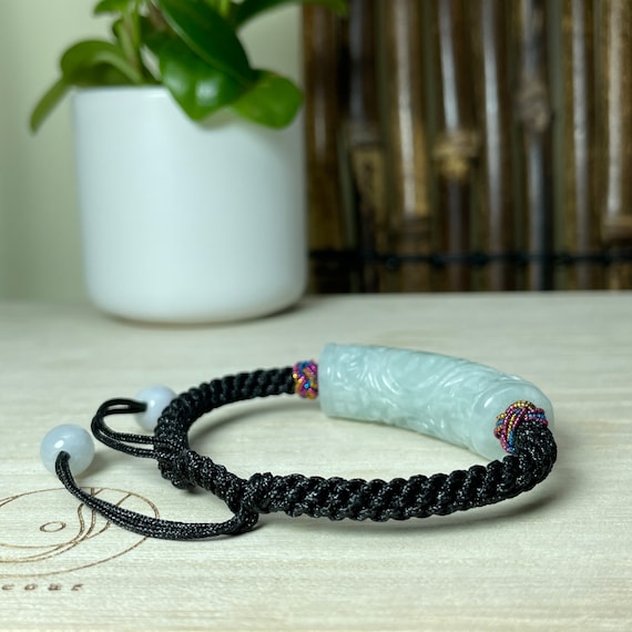 Authentic Jade Bracelet Real Jadeite Carving Chinese Character Fu Armband Adjustable Braided Wristbands Adjustable Size Women Men Gift Etsy