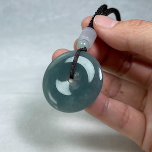 Authentic Deep Green Jade Donut Pendant Necklace: Lucky Charm Pi Bi PingAnKou Jewelry