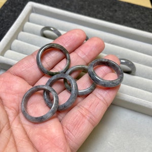 chinese vintage black jade ring charm