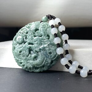 Jaar van de draak, groene jade draak sieraden hanger cadeau, handgemaakte jadeiet bedelketting, feng shui geluksbescherming amulet, mannen vrouwen