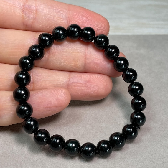 健康アクセサリー BLACK JADE BRACELET Black Jade Bead Bracelet (NJBA073) – New Jade