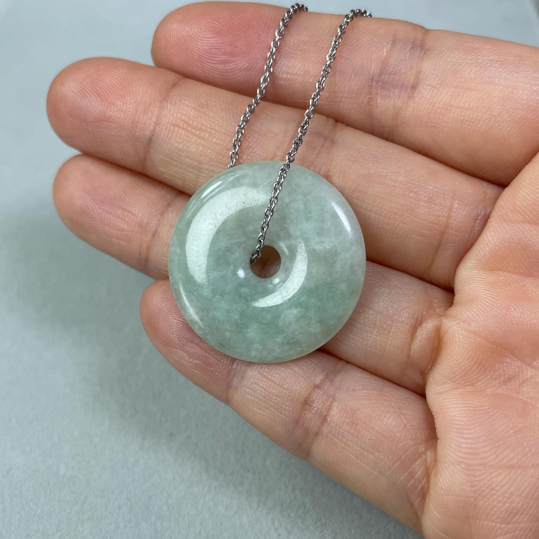 Estilo Asiático Colgante Círculo Redondo Donut Buena Fortuna Verde Jade Estilo Asiático Colgante Círculo Redondo Donut Buena Fortuna Verde Jade